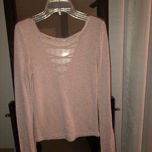 Light pink sweater with patterned back